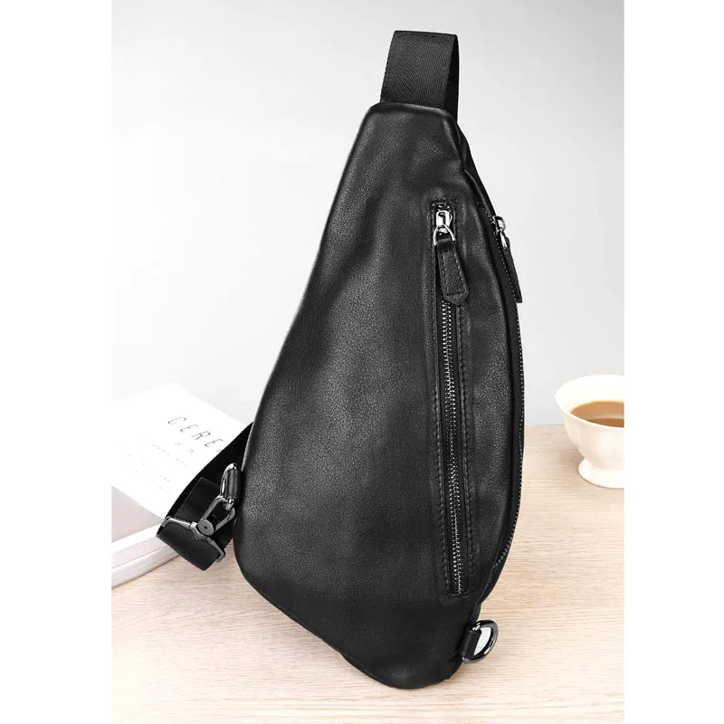

Men's chest bag leather Messenger bag casual men's top layer leather shoulder bag sling bag men luxury bags