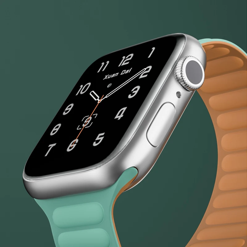 Silicone/Leather Link for Apple Watch Band 40mm 44mm 42mm 38mm 42 Mm 1:1 Magnetic Loop Bracelet IWatch Series SE 6 5 4 3  Strap
