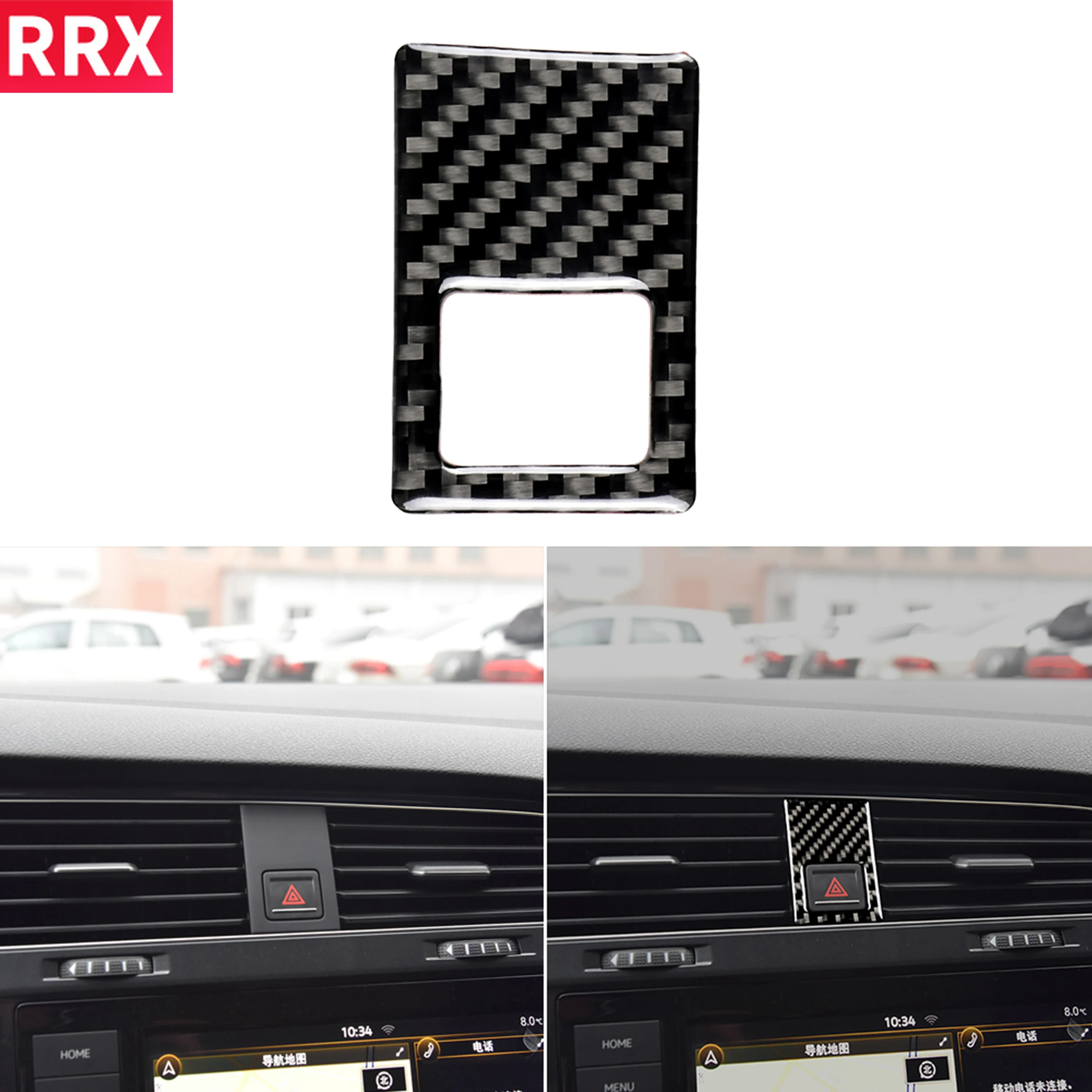 

RRX For VW Golf 7 GTI R GTE GTD Mk7 2013-2017 Carbon Fiber Warning Light Harzad Switch Cover Emergency Button Frame Trim Sticker