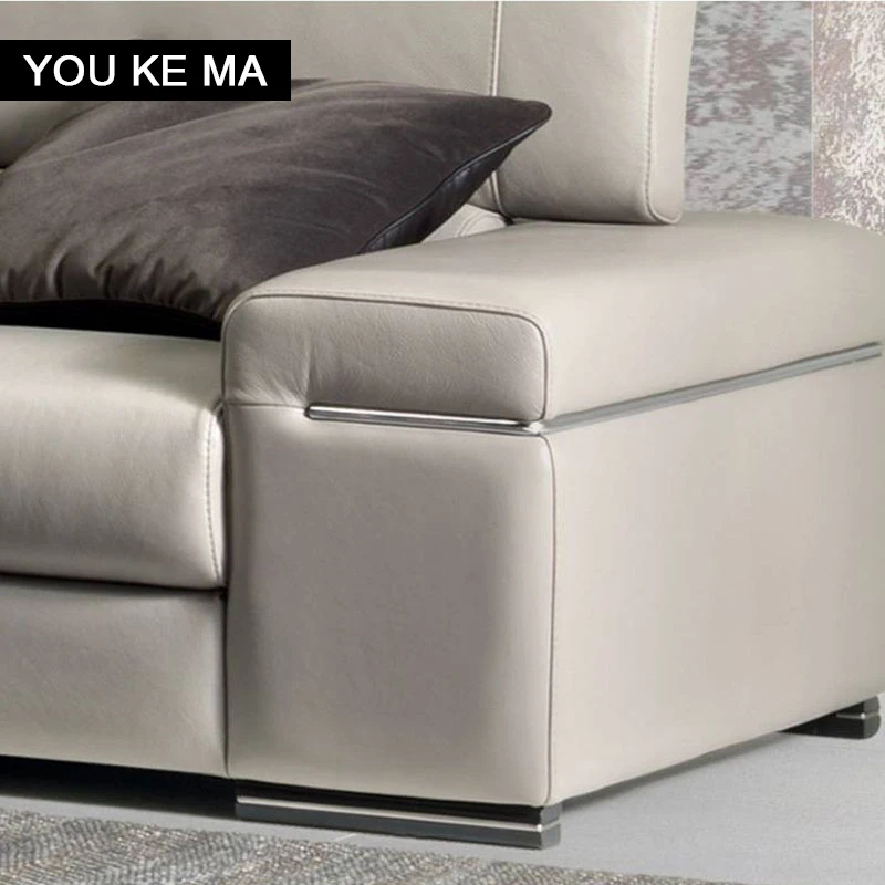 Современный минималистичный диван из натуральной кожи для гостиной Трехместный