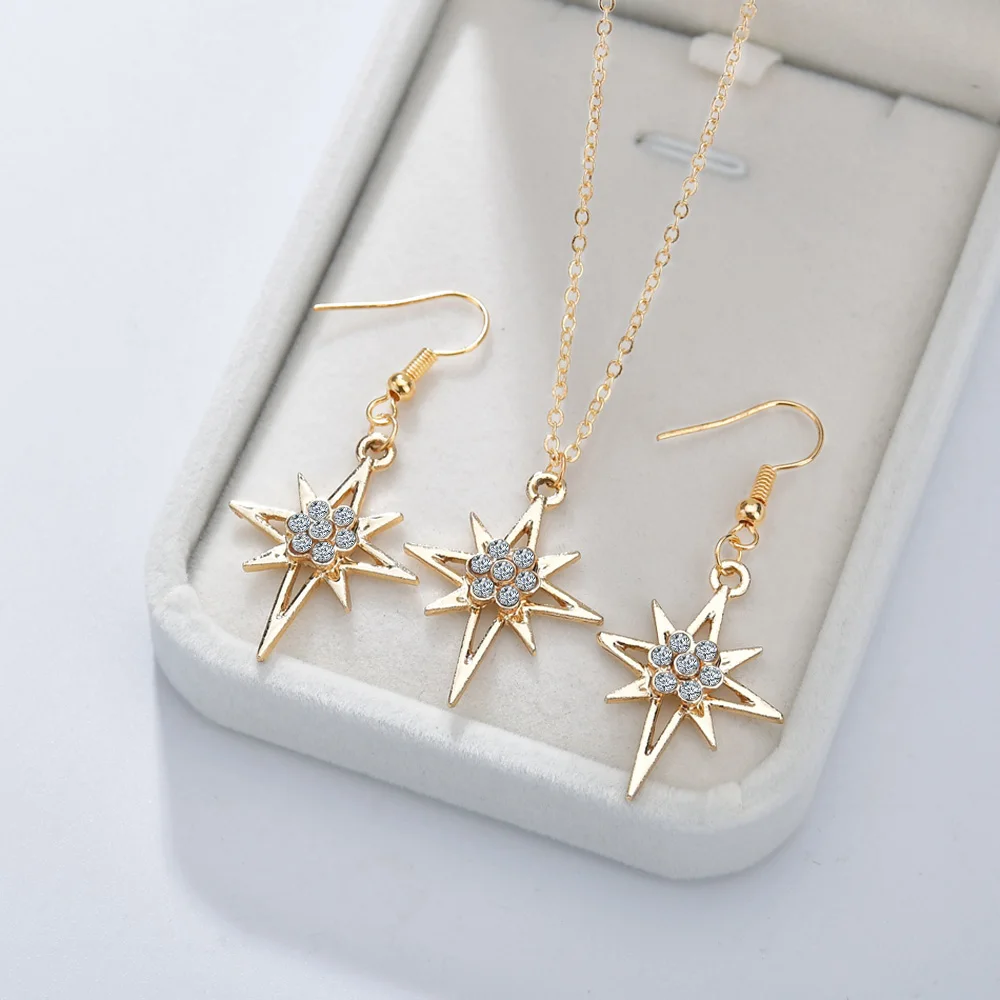 Уникальный дизайн золотой цвет женские модные серьги и ожерелье наборы красивая