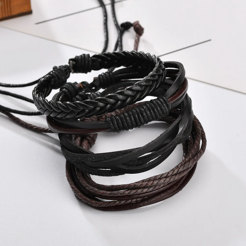 Браслеты и браслеты мужские кожаные 2019 Pulseira Masculina ювелирные изделия панк Шарм