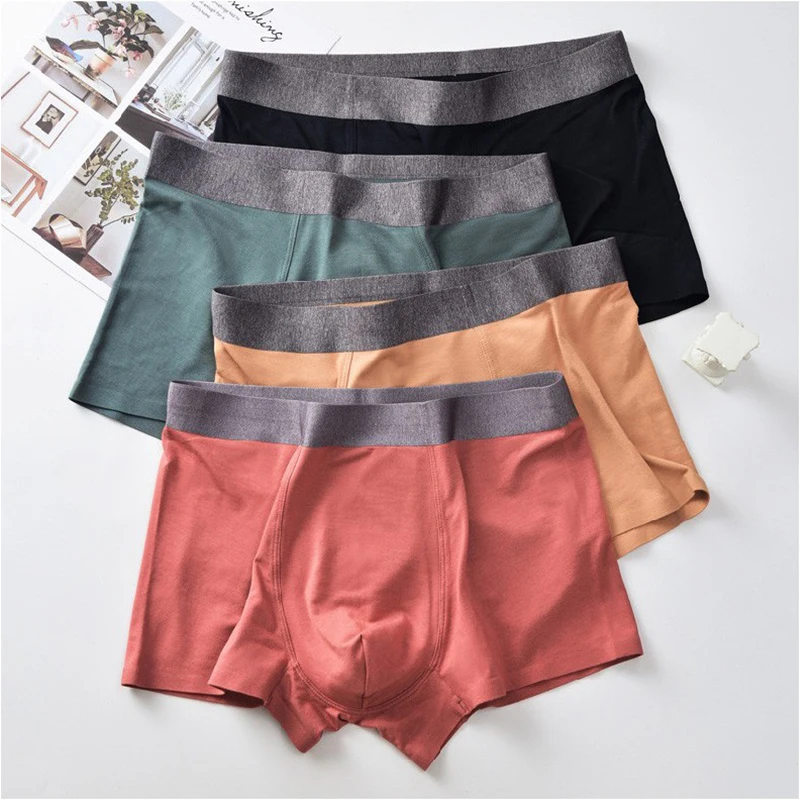modal men underwear pants Modal seamless comfortable breathable solid color 3 packs | Мужская одежда