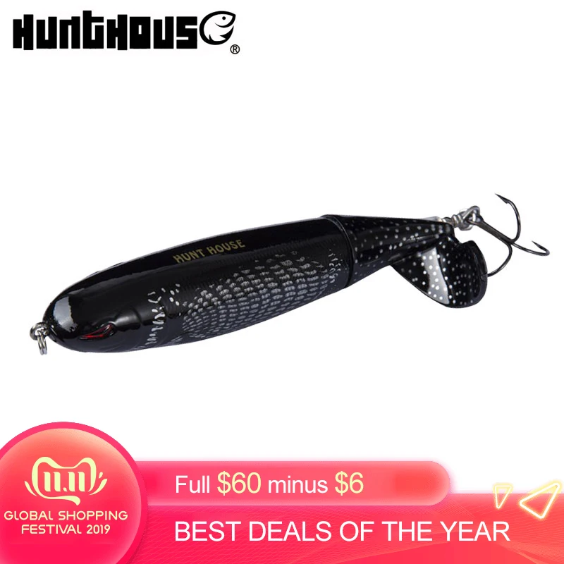 Hunthouse Whopper Plopper, жесткая приманка-карандаш с верхней водой, приманка для рыбалки, 9 см, 13 г, 13 см, 39 г, мягкая, вращающийся хвост, искусственная приманка