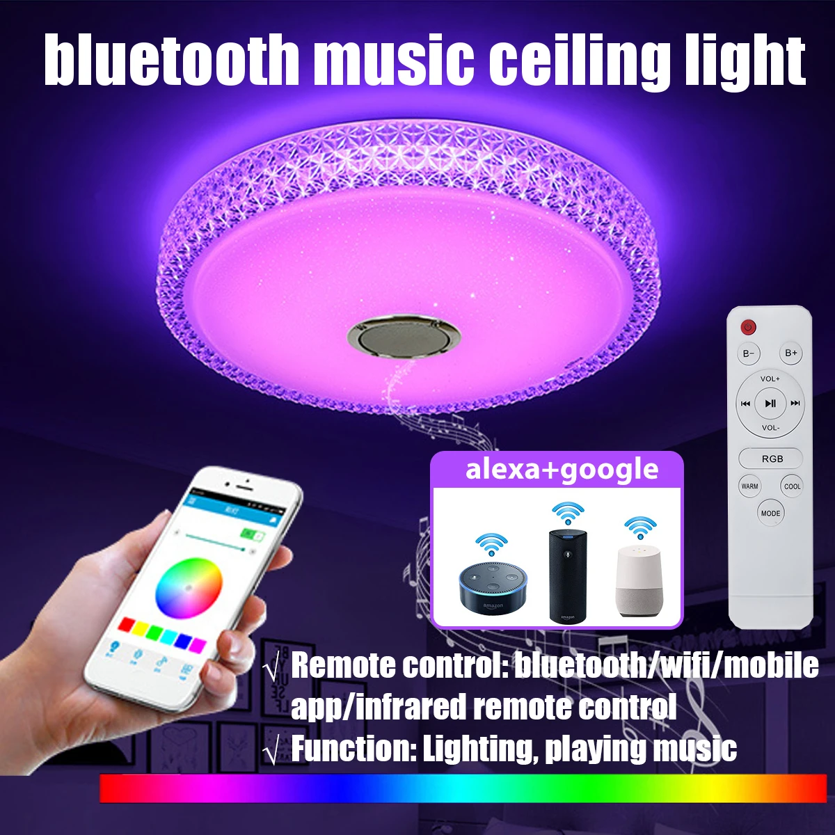 72 Вт WiFi современный RGB светодиодный потолочный светильник s Домашний Светильник