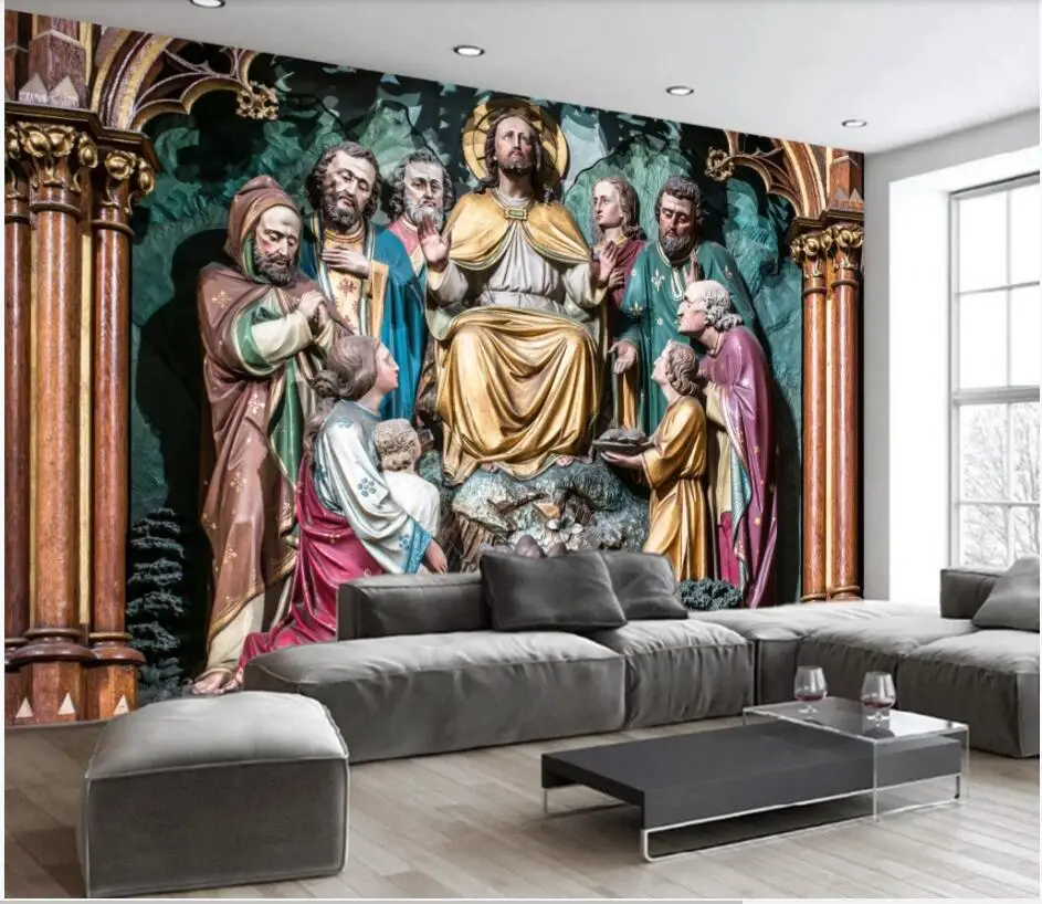 

WDBH 3d photo wallpaper custom mural European Christian Jesus figure background home decor living room wallpaper for walls 3 d