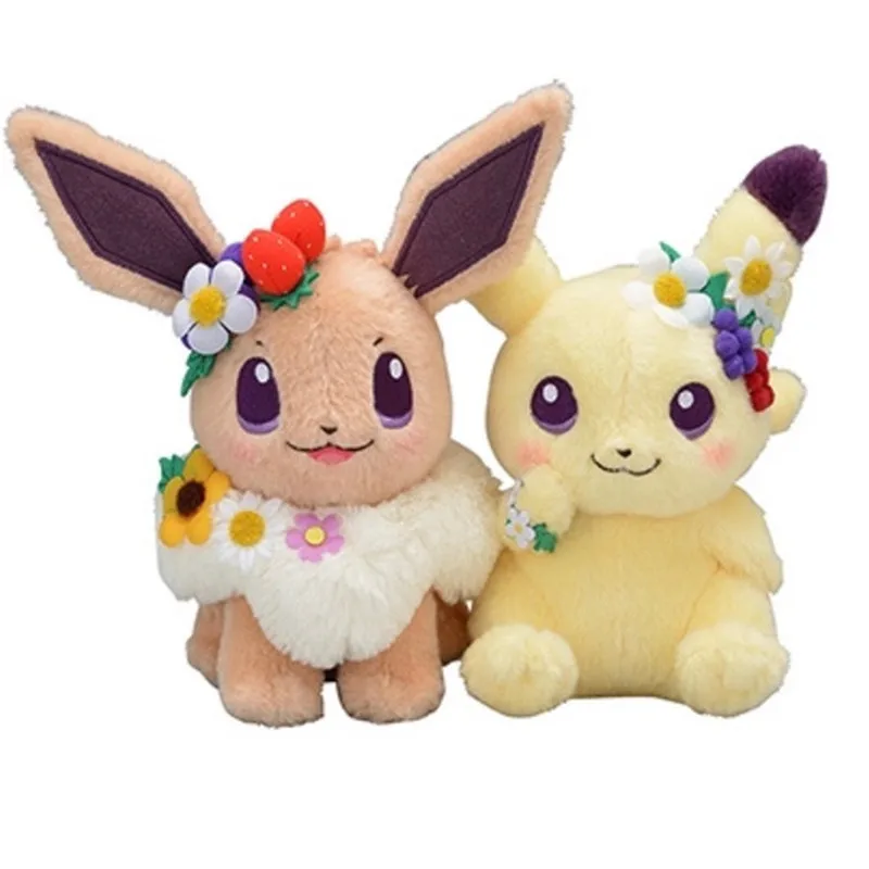 Подлинный японский Покемон 2 шт. Пикачу и Эви Пасхальная Eevee плюшевая кукла мягкая