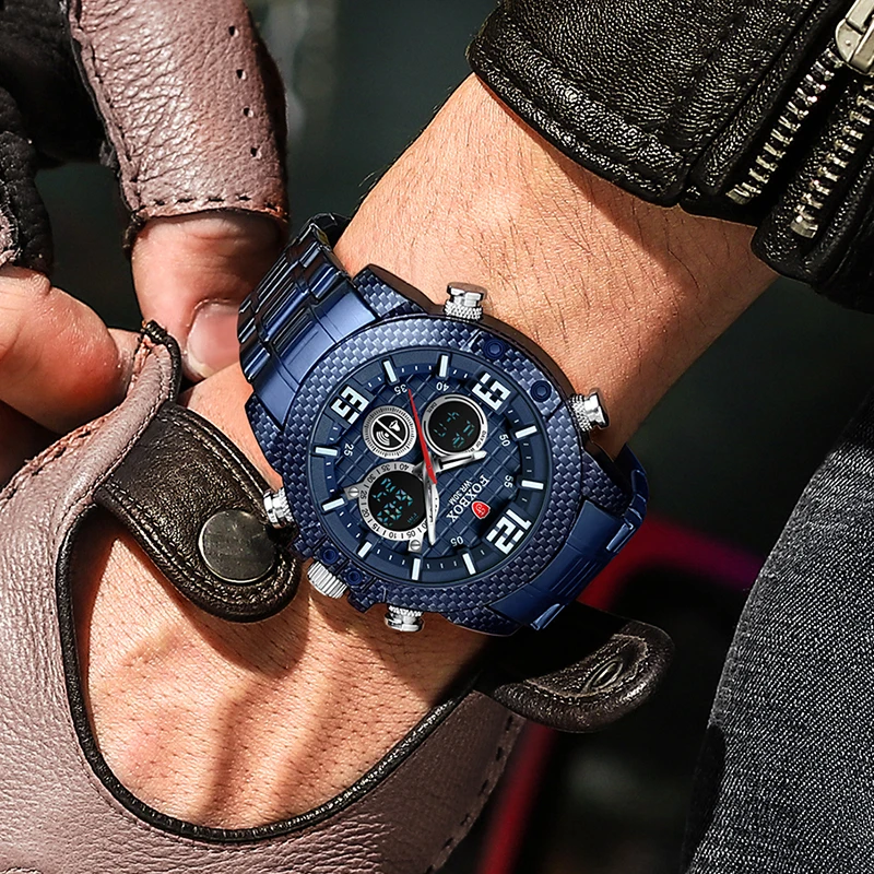 

2021 New FOXBOX Mens Watches Top Brand Luxury Stainless Steel Sport Wrist Watch For Men Waterproof Date Alarm Clock reloj hombre