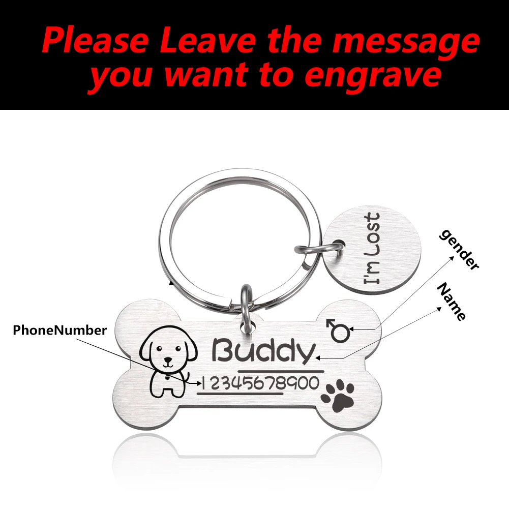 Персонализированная идентификационная бирка для собак и кошек с бесплатной