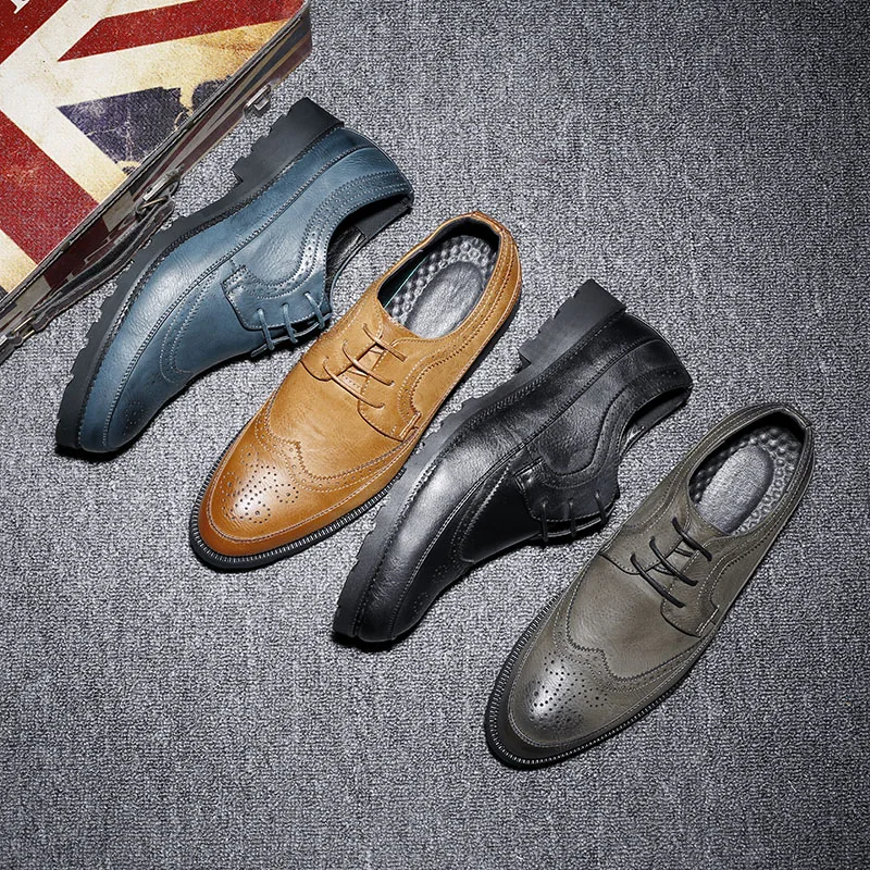 

2021 New Trend Brogue Men Office Shoes Yellow Blue Men Young Casual Shoe Superstar Dress Shoes For Mens Comfortable Party Shoes