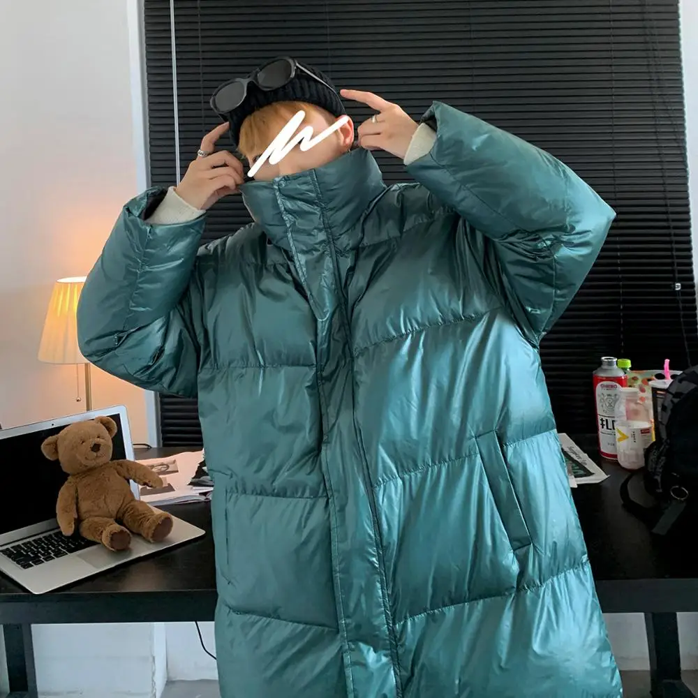 

Winter Fashion Korean Cotton-padded Jacket Men Clothes 2020 New Thick Warm Casual Outwear Long Coats Stand Collar Loose Jackets