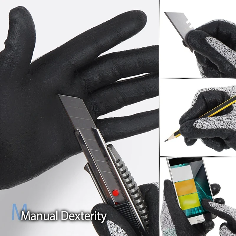 Promotion! 2 Pair Level 5 Cut Resistant Gloves 3D Comfort Stretch Fit Durable Power Grip Foam Nitrile Pass Fda Food Contact S |