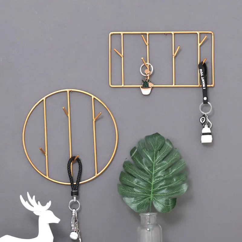 Gold Iron Art Key Holder Wall Nordic Coat Hangers Home Decoration wall Hook For Keys Creative Hat Hanger Bathroom Accessories