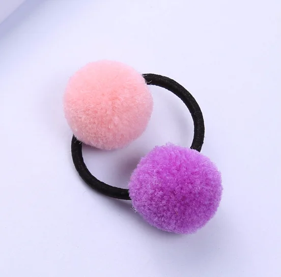 16 Pcs 8 Pairs Colored Pom Ball Elastic Hair Ties Girls' Ponytail Holder Kids Hair Bands Accessories Children's Hair Accessories