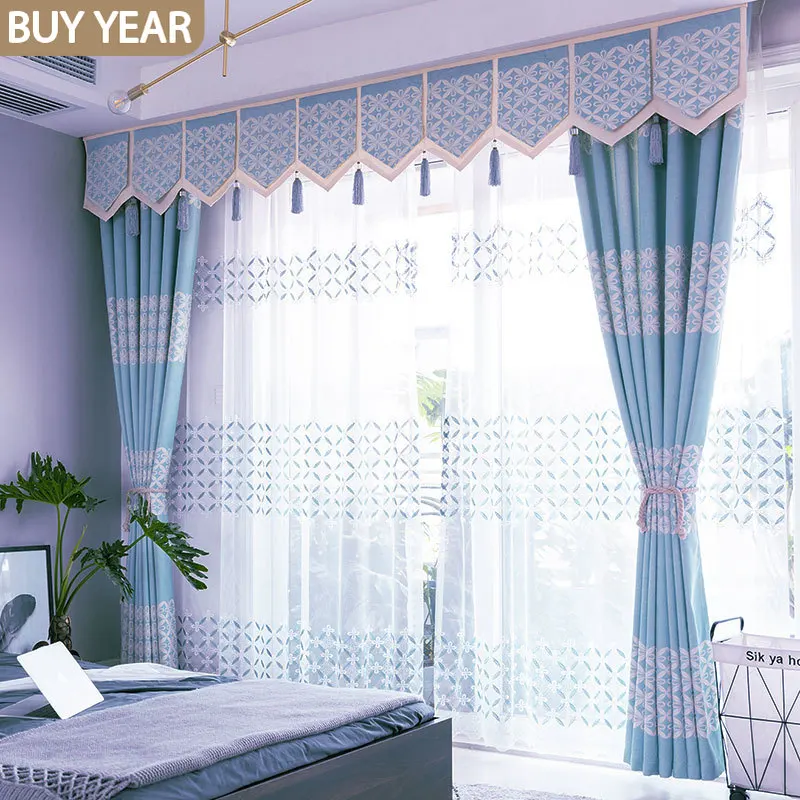 

Modern Curtains for Living Dining Room Bedroom Velvet Jacquard Curtains Embroidered Semi-blackout Curtains Can Be Customized