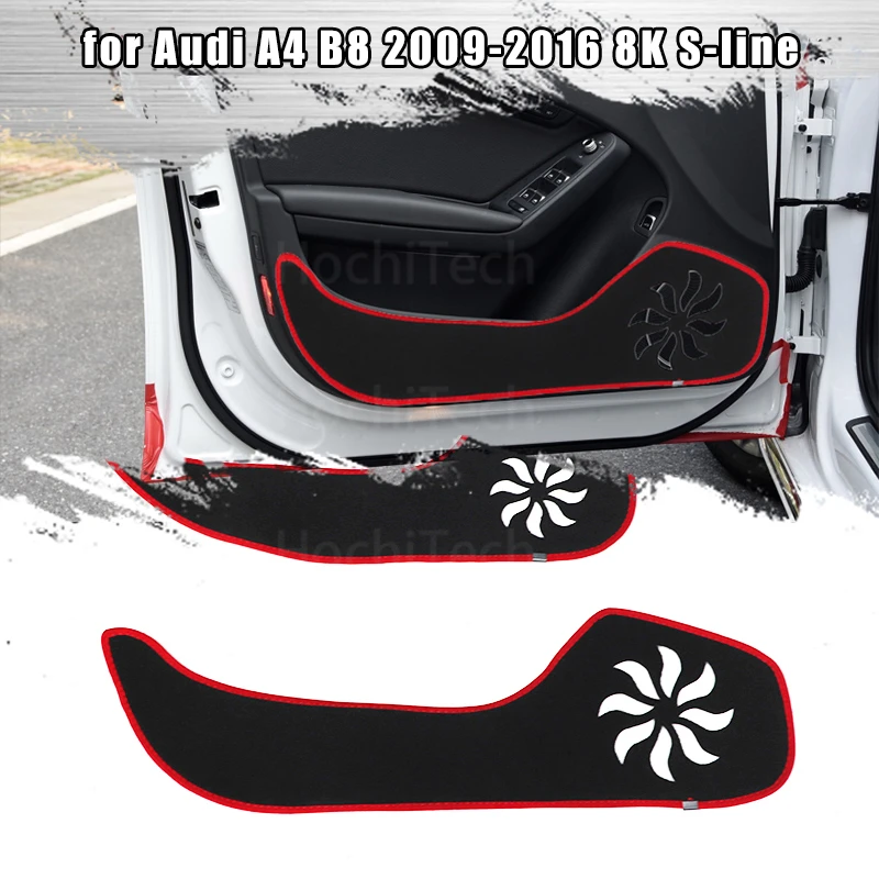 Door Inside Guard Side Edge Cover Decal Protection Carpet Car Door Anti Kick Pad Sticker for Audi A4 B8 2009-2016 8K S-line