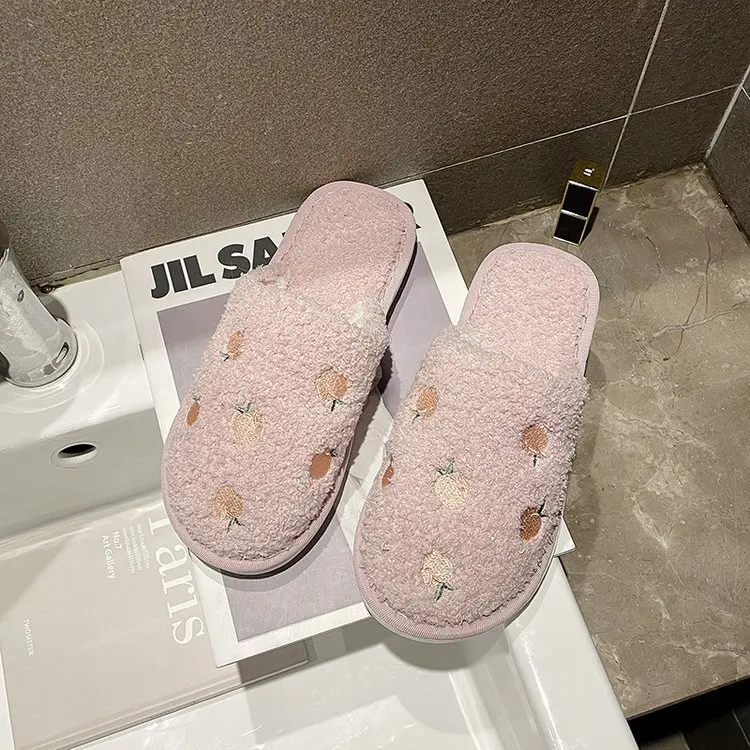 2021 New Autumn and Winter Home Ladies Cotton Slippers Cute Simple Decoration Comfortable Slippers Female Furry Slippers Female