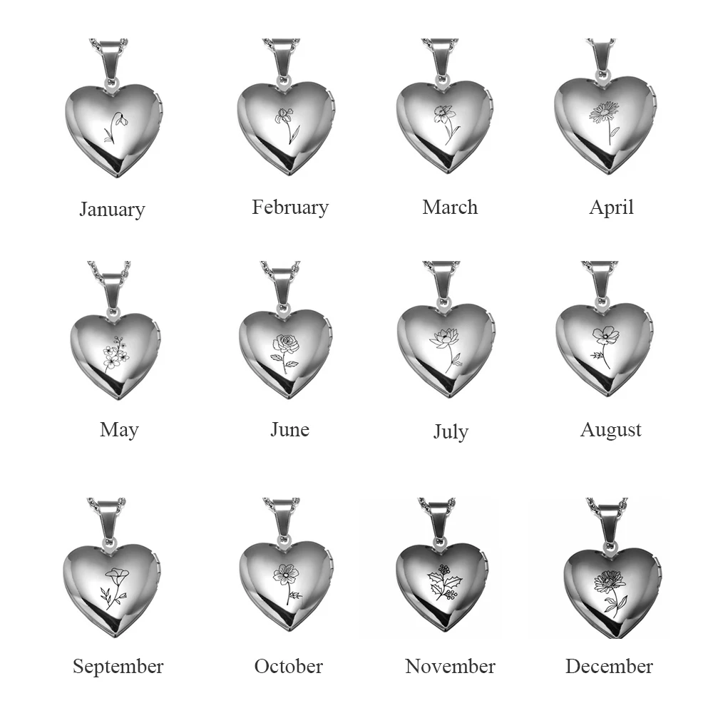 

Beadsnice Hot Titanium Steel Pendants Photo Frame Custom Birthday Flower Necklace Birthday Gift ID 40982