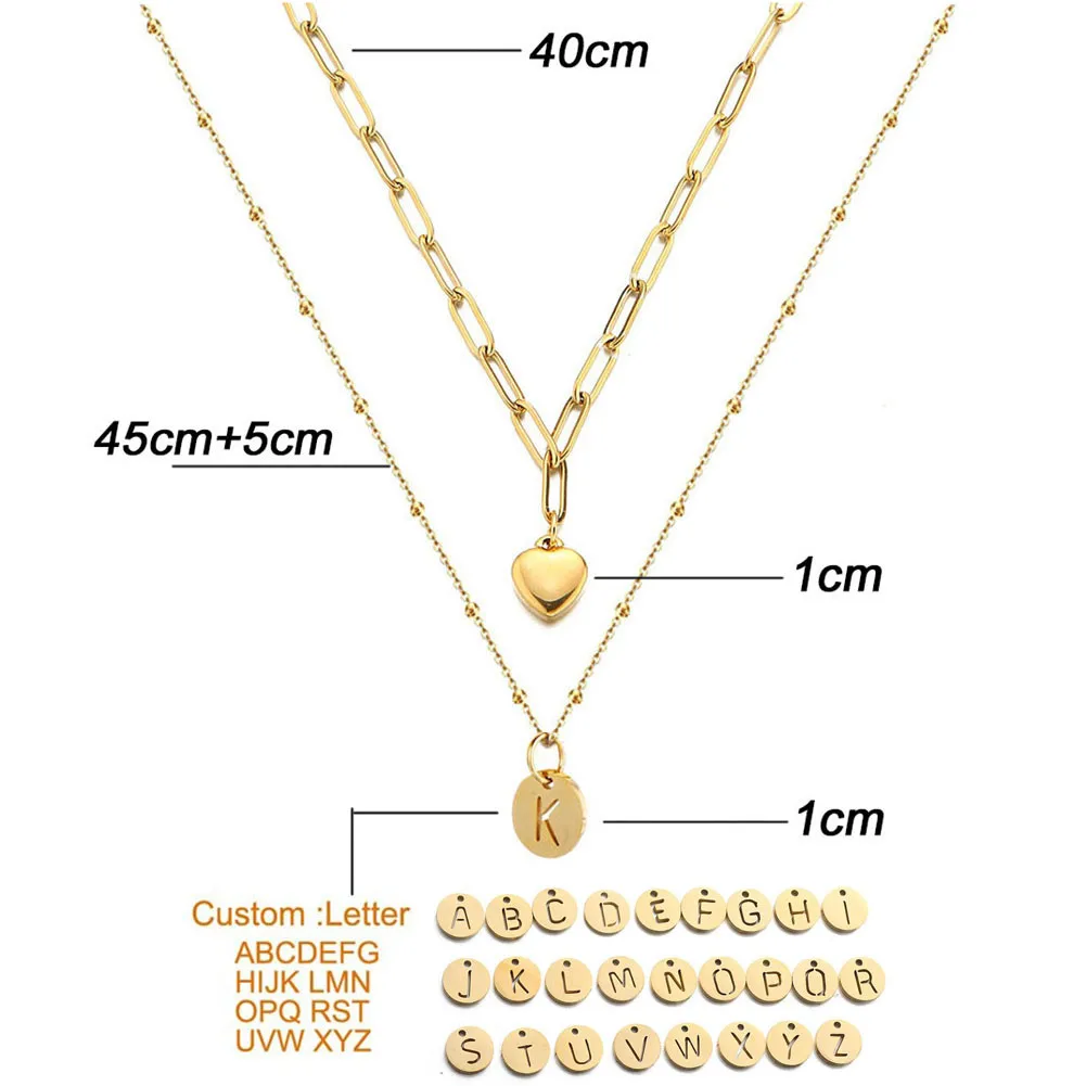 Цепочка с подвеской Алфавит Женская ожерелье из нержавеющей стали кулоном в