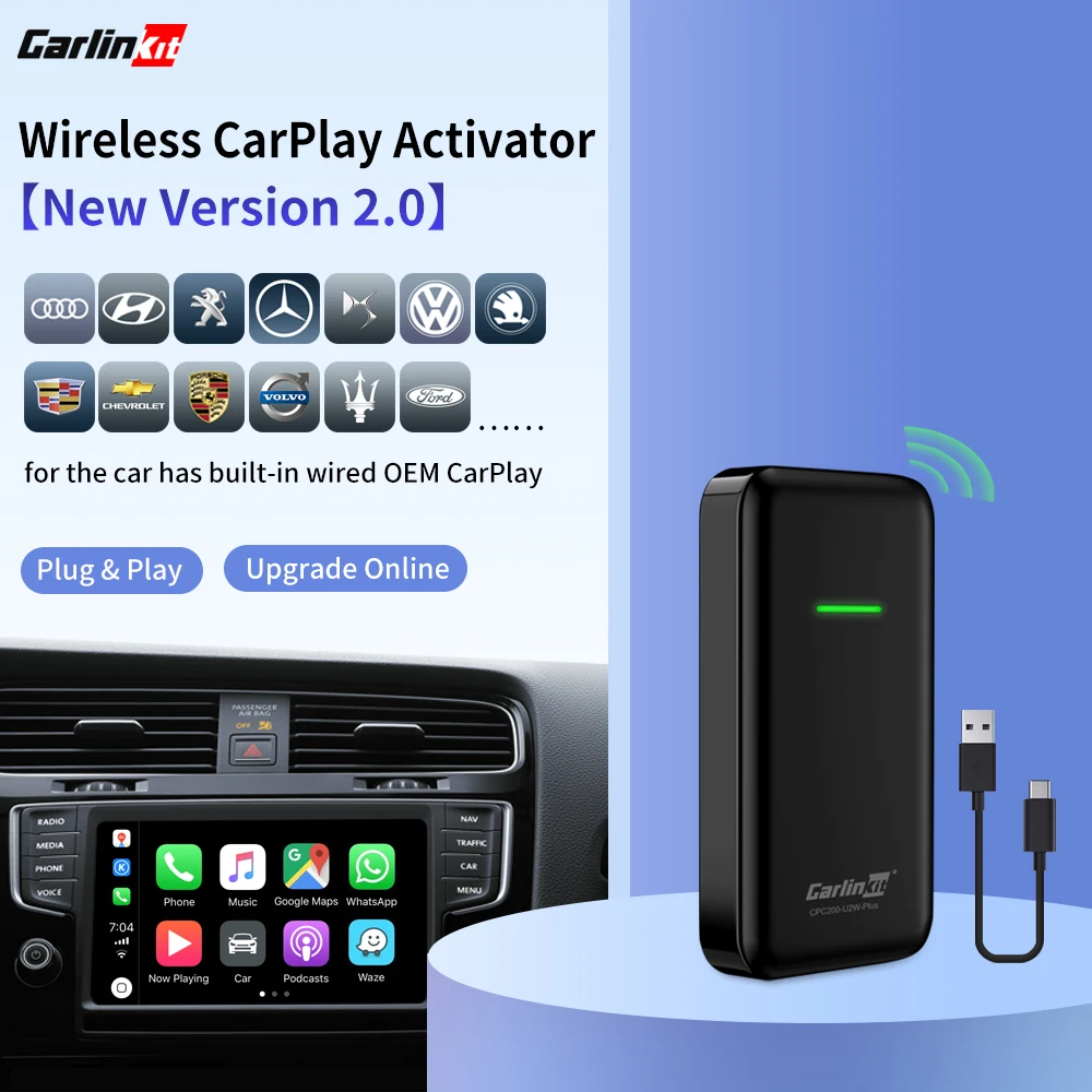 

Carlinkit2.0 версия беспроводного адаптера Carplay ключ для IOS телефона автомобиля оригинальный автомобиль имеет проводной Carplay встроенный проводно...