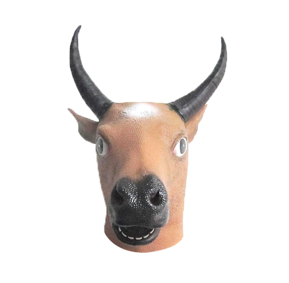 Bull Жуткая лошадь, Лев, осьминог, бегемот, резиновая маска животного, латекс, вечерние, панда, животное, маска для детей, вечерние, на Хэллоуин, маскарад, забавная маска - Цвет: Bull