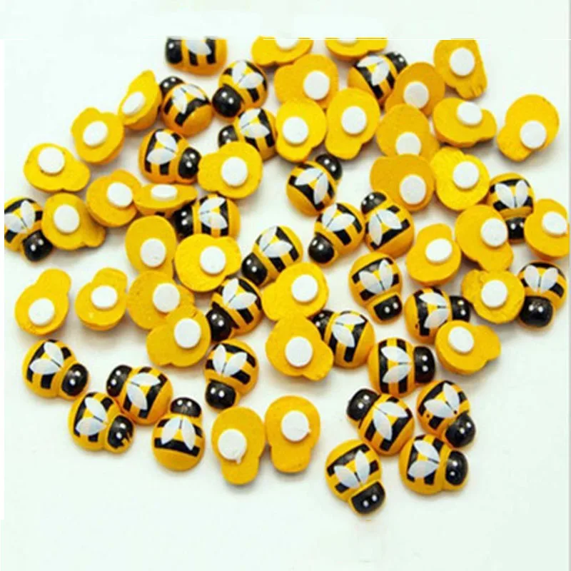 

50/100pcs Bee Wooden Mini DIY Scrapbooking Easter Decoration Home Wall Decor Birthday Party Decorations Bee Wooden