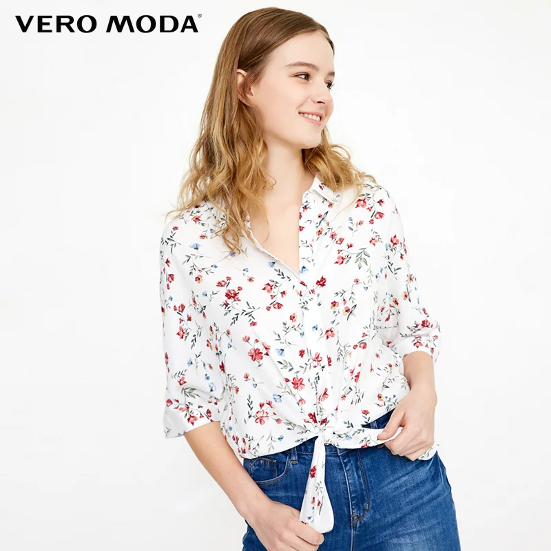 Новая Осенняя Свободная рубашка с цветочным принтом в американском стиле Vero Moda |