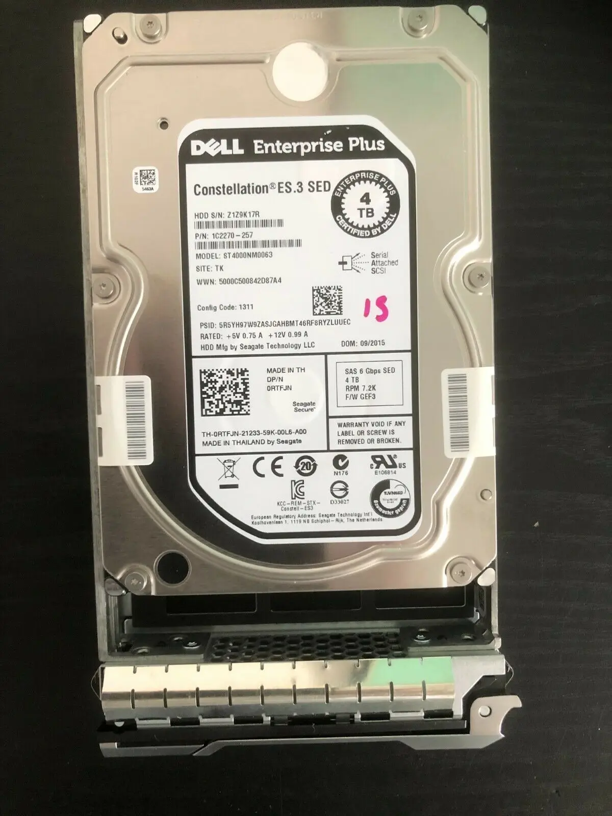 

Dell Equallogic 4TB SED Disk Drive 0RTFJN ST4000NM0063