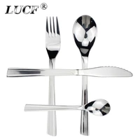 lucf new fashion style stainless steel western dinnerware set powerful cutter teeth brief metal cutlery for family restaurant