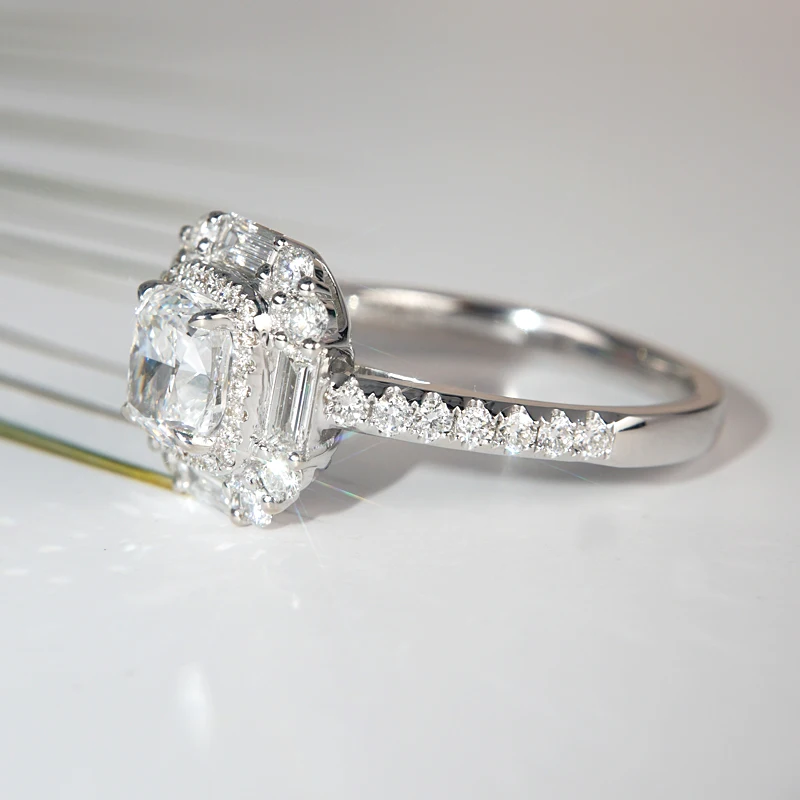 18K goldr ring 1ct D VVS moissanite Engagement&ampWedding Jewellery with certificate 028 | Украшения и аксессуары
