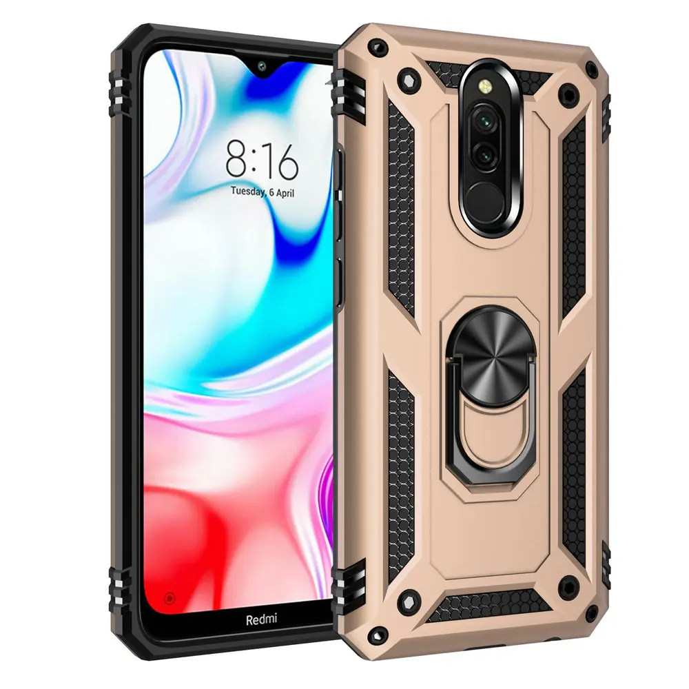 Redmi8 Redmi 8A 8 A задний Чехол металлическое кольцо Автомобильный держатель для