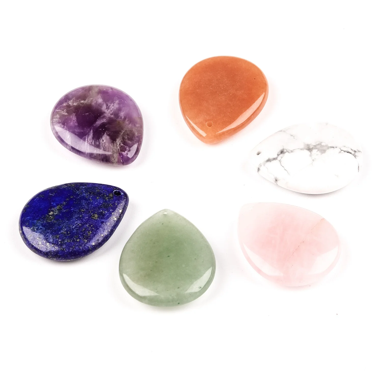 

Natural Pink Crystal Tiger Eye Stone Lapis Lazuli Water Drop Charms Pendants for Jewelry Making