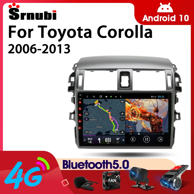 

Srnubi Android 10.0 Car Radio Multimedia Player For Toyota Corolla E140 E150 2006-2013 2 Din GPS Carplay Stereo DVD Speakers