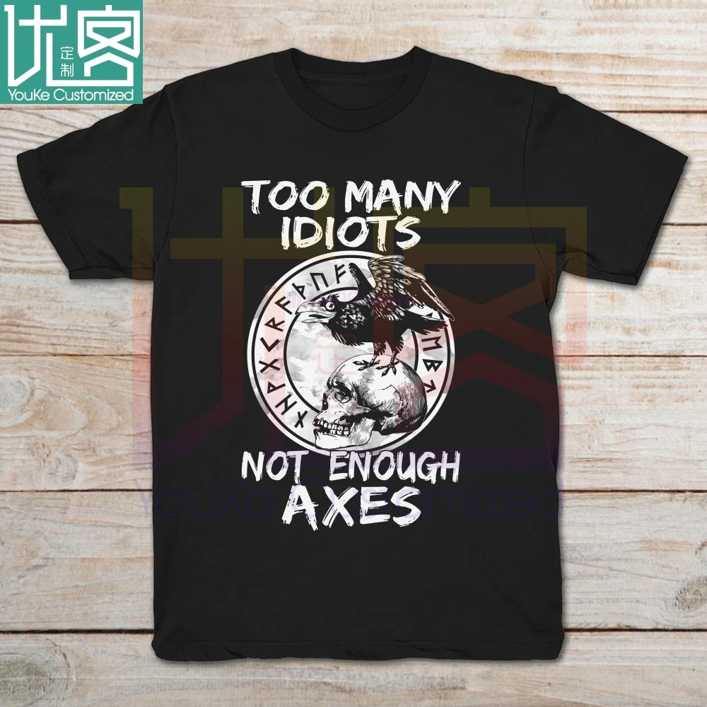 2019 брендовая руниновая футболка с черепом орла слишком много идиотов