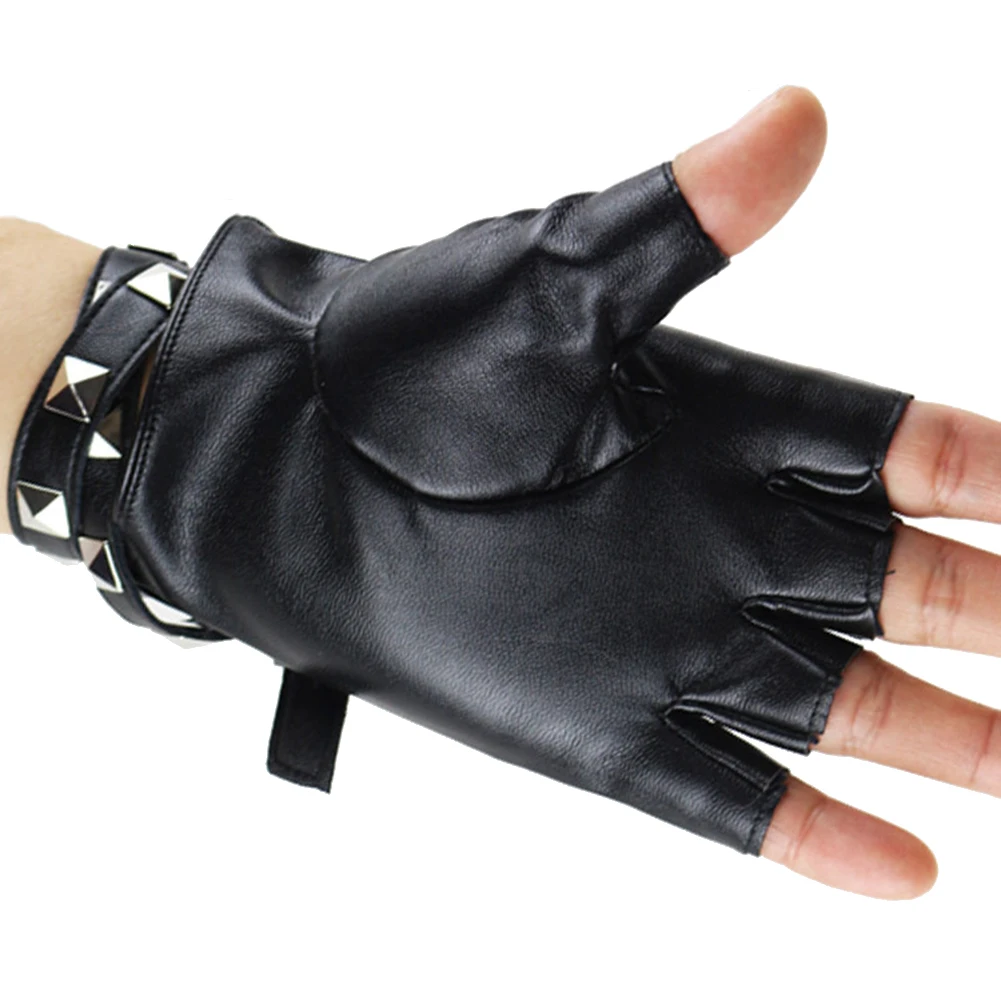 1 пара панк женщин заклепки половина пальца из искусственной кожи для мотоцикла