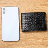1pc classic crocodile pattern coin purse id card case neutral leather card holder credit id bag textured drivers license case