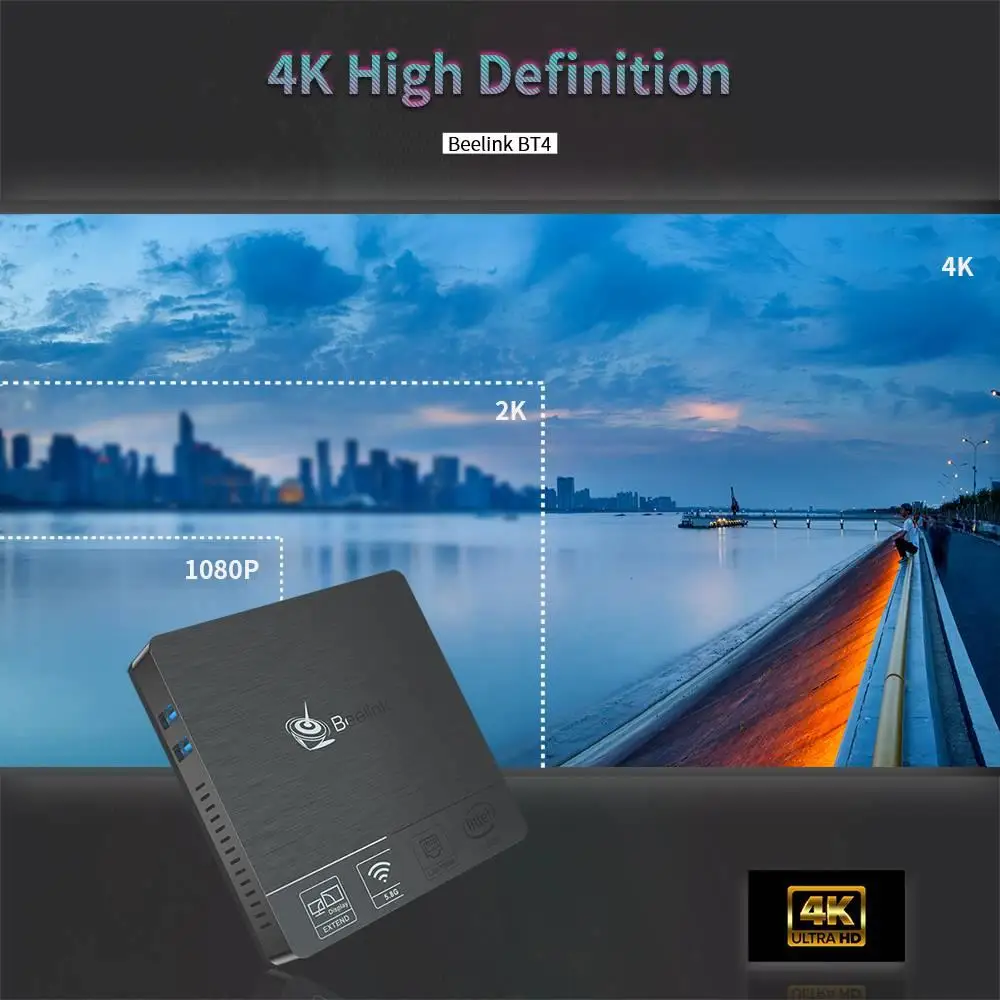 Original Beelink BT4 MINI PC intel Atom x5-Z8500 4G/64G 2.4G/5G WIFI Bluetooth 1000Mbps LAN HDMI+VGA USB3.0 |