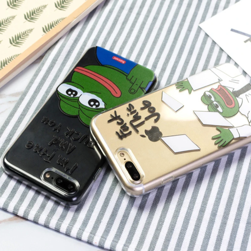 IPHONE7/7Plus/8/8plus/X/XS/XR/XS MAX TPU Clearly phone Case Sad Frog Pepe Ultra-thin Creative Soft Protective Cover |