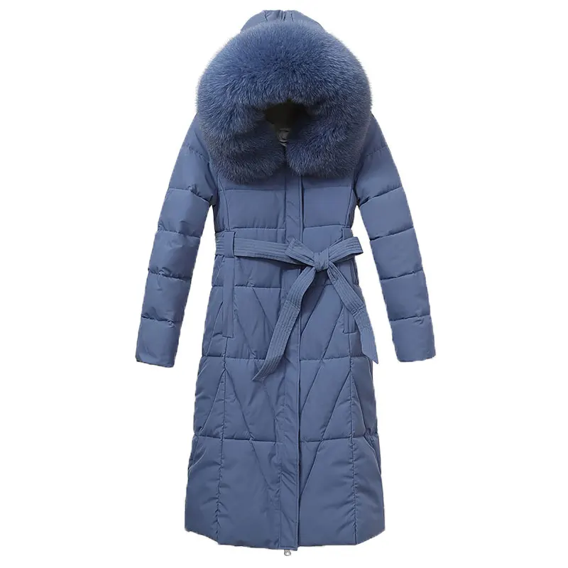 Long hooded Parka Coat Winter Jacket Women Slim Fashion Double-side Wear Parka Fur Collar Jacket Female Office Lady