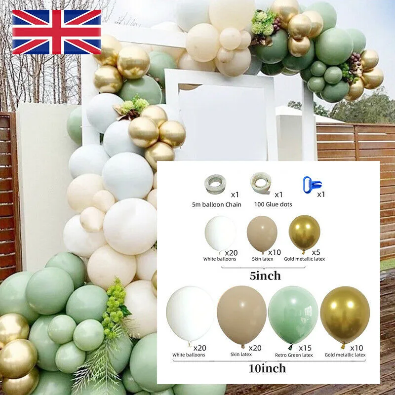 

100 Pcs Green Balloon Arch Set Retro Bean Green Avocado Garland Latex Balloon Wedding Birthday Baby Shower UK Green Balloon Set