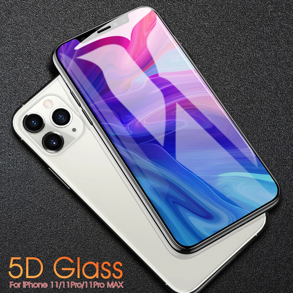 Закаленное стекло 5D для iPhone 11 Pro Xs Max Xr X 8 7 6 6S Plus пленка с полным покрытием и