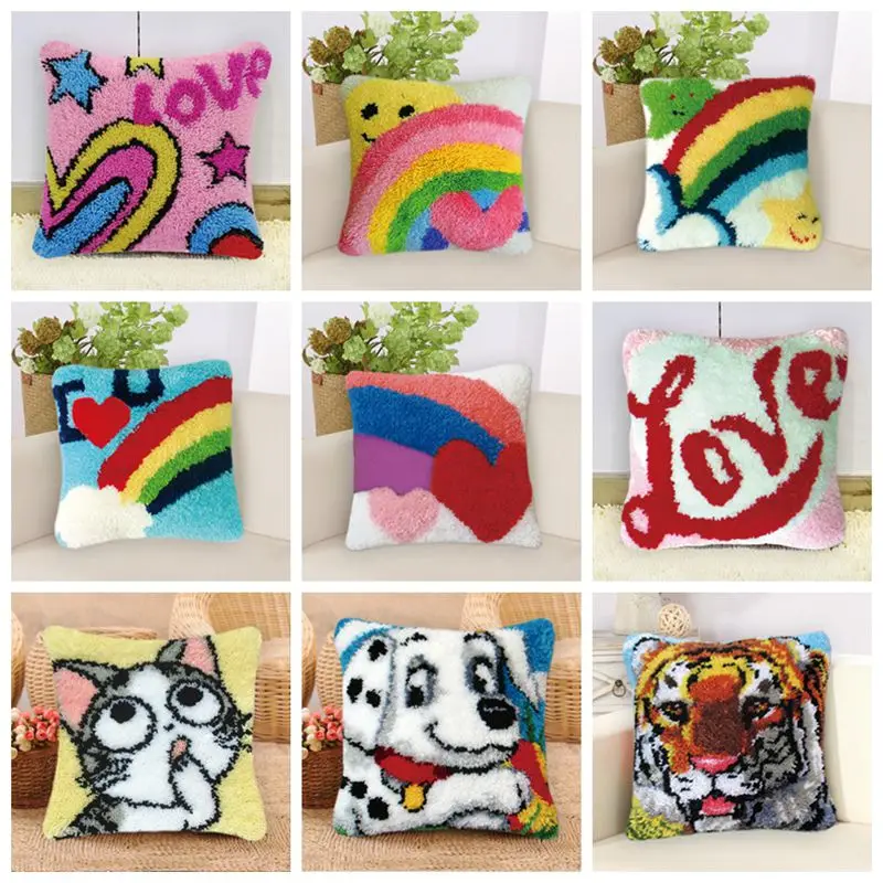 

Cartoon Needlework Crochet Latch Hook Rug Kit DIY Mat Knitted Tapijt Kit Accessories Carpet Embroidery Pillow Crochet Carpet Kit