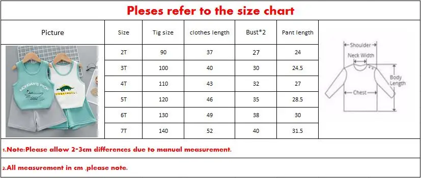 

Kids Clothes Toddler Boys Cartoon Outfits Baby Girls Summer Tees Suits 2-7Years Children Clothing Sleeveless T-shirt + Shorts