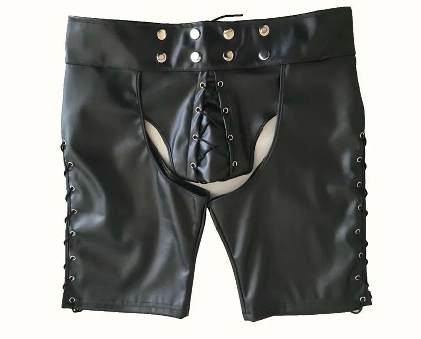 

YUFEIDA Sexy Men Boxer Shorts Trunks Lingerie Fuax Leather Underwear Elastic Flexible Latex Boxers Tight Stage Dance Clubwear