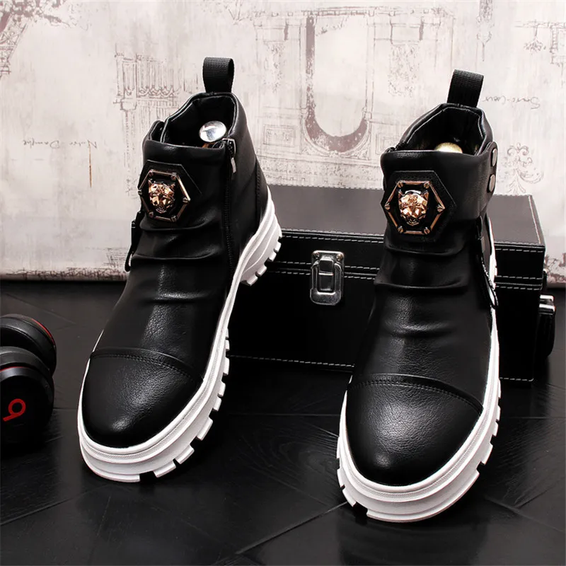 spesifikasi Sepatu Martin Pria Kulit Fashion Musim Gugur Sepatu Bot Pergelangan Kaki Motor Punk Hijau Zapatillas Hombre