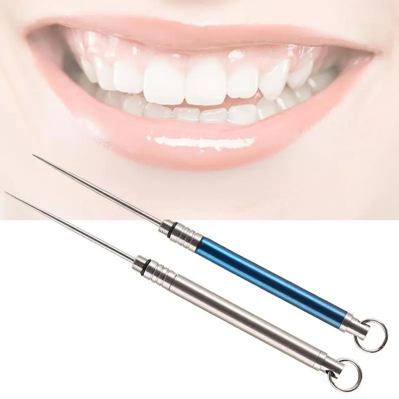 

NEW Titanium Alloy Outdoor Toothpick Bottle Fruit Fork Toothpick Toothpick-holder Useful Camping Tool Portable T9S2