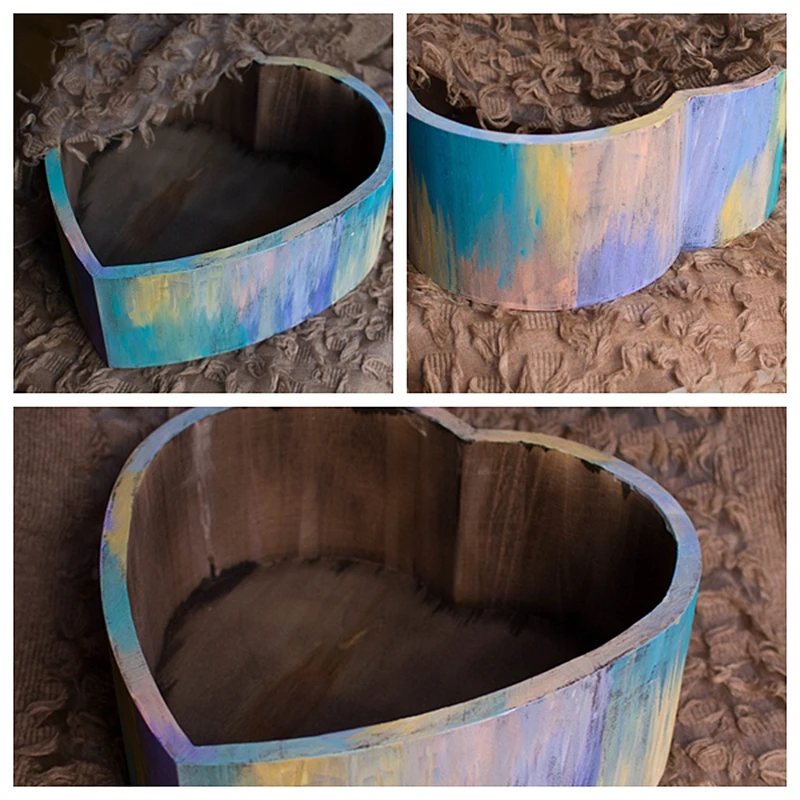 

Новый Ретро Шикарный на заказ любовь маленький деревянный сарай Радужная раковина реквизит для фотосъемки новорожденных корзина для фотос...