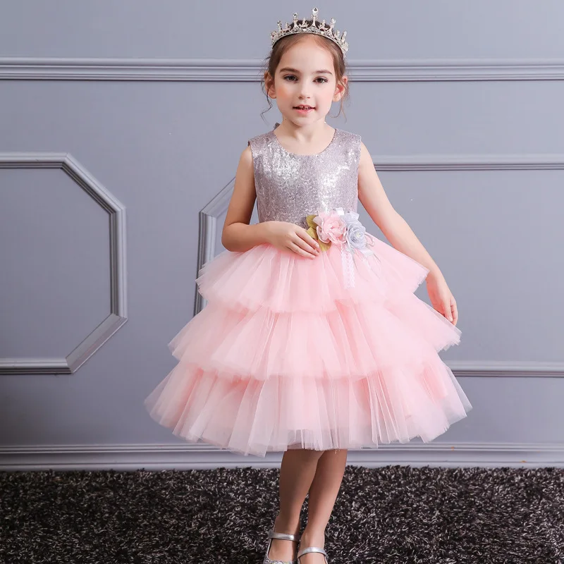 Popodion 2-8 years multi-layer mesh gown princess dress  CHD20289