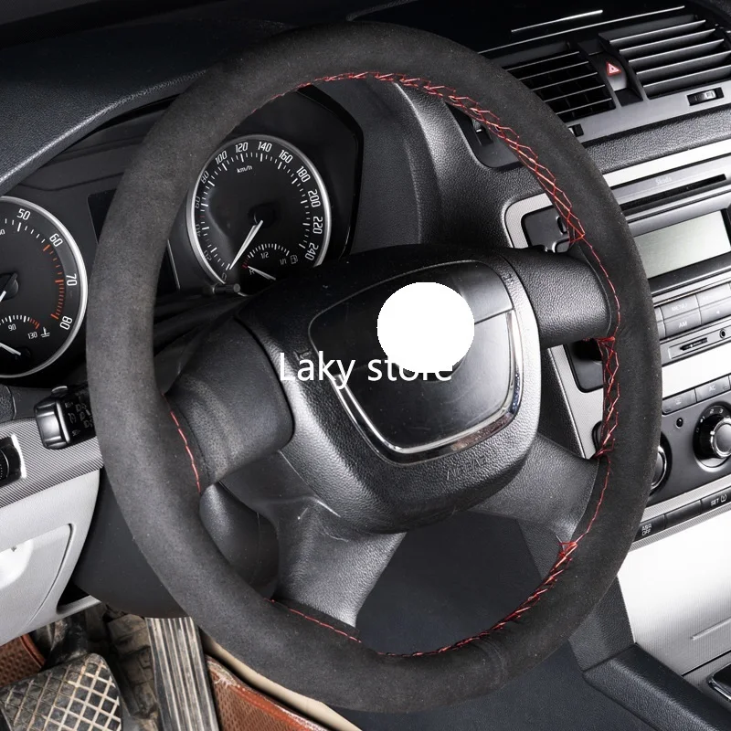 

Прошитая вручную Кожаная оплетка на руль универсального размера, Кожаная оплетка на руль для автомобиля, универсальная, 15 дюймов