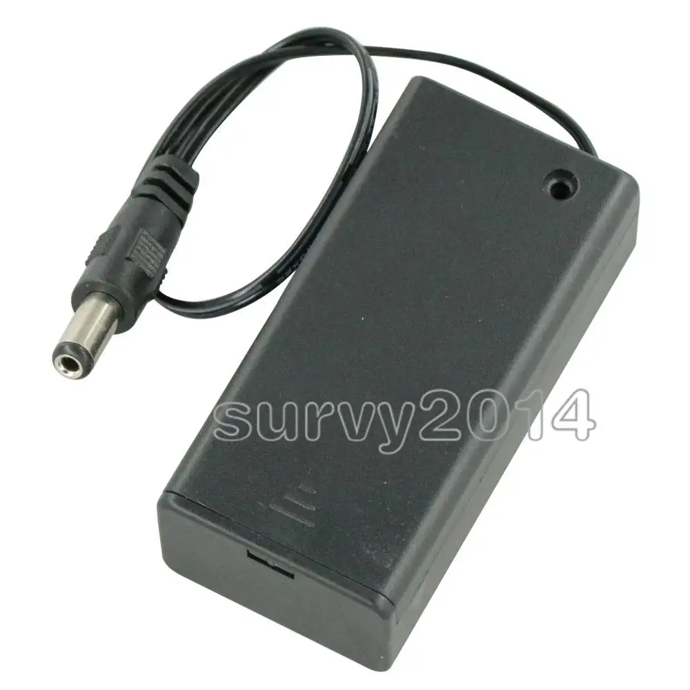 

9V PP3 Battery Holder Box Case Wire Lead ON/OFF Switch Cover with DC 2.1mm Plug